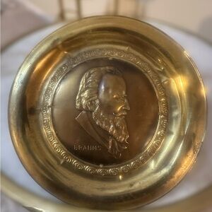 Vintage Brass Wall Plaque – Johannes Brahms – Mid-Century Made in England